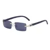 Gafas de sol retro sin montura unisex con brazos de madera incrustados de diamantes, nuevas gafas de estilo transfronterizo al por mayor