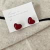 Aretes Rojos de Amor de Dos Usos Temperamento de Alto Nivel Corazón de Durazno Aretes Dulces Estilo Hong Kong Aretes Retro Venta al por Mayor Mujeres