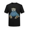Camiseta de manga corta para hombre, verano, caliente, con taladro, oso, artesanía pesada, marca de moda, camiseta para hombre, ropa, manga media, seda de hielo, talla grande