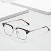 Gafas Metálicas Retro con Línea de Ceja para Hombres Tecnológicos, Lentes de Prescripción Profesionales, Monturas Elegantes, Montura de Gafas de Ceja para Negocios