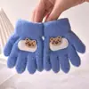 Guantes Personalizados para Niños Dibujos Animados Cálidos y Resistentes al Frío Invierno Terciopelo de Partículas Tejidos de Cinco Dedos Guantes para Bebé para Niños y Niñas