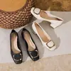 Zapatos cuadrados de estilo francés para mujer, nuevo modelo de otoño 2026, tacón grueso bajo, moda inspirada en Chanel, versátiles, casuales para mujer
