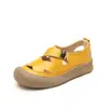 Zapatos de Madre de Verano de Piel de Vaca de Primera Capa, Boca Baja, Punta Redonda, Casuales, Sandalias Huecas Transpirables, Zapatos Ligeros Versátiles de Suela Gruesa para Mujer
