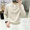 Sudadera de punto con cuello en V multicolor para hombre con forro de mezcla de seda de morera y cachemira, top de punto casual para negocios