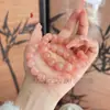Promoção de Transmissão ao Vivo Fabricante de Pulseira Recheada Flor de Pessegueiro Rosa Pêssego Atacado Natural Seda Dourada Jade Flor de Pessegueiro Recheada Pulseira de Contas Redondas