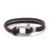Moda europeia e americana pulseira de aço inoxidável com fecho de ferradura em forma de U nova pulseira de mão dupla camada de corda de Milão masculina transfronteiriça preta