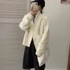 Suéter Jacket de Punto Grueso con Cremallera Doble y Cuello Solapa de Color Puro Estilo Perezoso para Mujer Otoño Nuevo Holgado Simple Cuello Alto