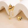 Latón Electrochapado en Oro Real Personalizado Sencillo Creativo Pendientes de Abeja Transfronterizos Gotas de Miel Pendientes Asimétricos Pendientes