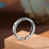 Anillo de Plata Pura 999 con Palabra Auspiciosa, Anillo Abierto León Despierta Estilo Retro Chino, Anillo Artístico Vintage Envejecido