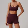 Traje de Yoga Naked de Cor Sólida Europeu e Americano Justo Secagem Rápida Respirável Roupa de Fitness Modelador Corporal ao Ar Livre Terno Esportivo para Corrida Feminino