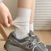 Calcetines de Mujer Zhuji para Primavera y Verano, Calcetines de Algodón Puro hasta la Mitad de la Pantorrilla, Antibacterianos, Absorbentes de Sudor, Sin Costuras, Versátiles, Calcetines de Punto Grueso tipo Slouch, Calcetines de Algodón para Mujer