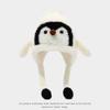 Gorros Cortavientos con Protección para Orejas de Otoño e Invierno para Niños y Niñas Que Se Pueden Apretar y Hacer Ruido Pingüino de Dibujos Animados Gorros Gruesos Cálidos de Punto Venta al por Mayor