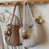 Bolsa de Palha Trançada Vazada para Mulheres 2026 Primavera Nova Tendência Moda Bolsa Tote Grande Capacidade Bolsa de Viagem Férias