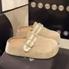 Pantuflas cerradas de suela gruesa para mujer, aptas para usar en exteriores, nuevo modelo de otoño 2026, sin cordones, zuecos de estilo francés Birkenstock de moda