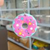 Llavero creativo de PVC con forma de donut de diamante, colgante de dibujos animados, gotas de pegamento suave, bonito accesorio de decoración para bolsos.