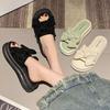 Pantuflas de Estilo Hada con Lazo para Uso Exterior de Mujer Verano 2025 Suela Gruesa para Interior del Hogar Sandalias de Playa Antideslizantes