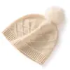Cashmere 2025 Outono e Inverno Novo Chapéu Feminino Cor Lisa Rombo Pom Pom de Pelo Quente Moda Tricô Casual Baotou Chapéu de Exterior