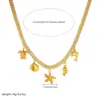 Cadena de Colgante Estilo Playa Creativo Personalizado Transfronterizo Europeo y Americano Serie Océano Acero Inoxidable Chapado en Oro Collar de Estrella de Mar Tortuga