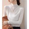 Camiseta básica blanca de cuello alto interior para mujer otoño e invierno manga larga suéter ajustado suéter con abrigo top interior