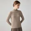 Suéter de Punto para Mujer Otoño/Invierno 100% Cachemira con Cuello Semi Alto y Diseño Jacquard Hueco, Suave y Agradable para la Piel, Corte Entallado, Suéter de Punto Simple de Manga Larga