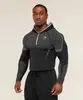 Camiseta Térmica de Manga Larga con Capucha para Hombre Gymshark Fitness Onyx5.0 Tiburón Musculoso Onyx Camiseta de Alta Elasticidad