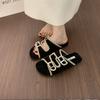 Sandalias Planas Super Deslizables de Cuero Suave con Hebilla Estilo Francés para Mujer, Sandalias Casuales de Playa para Exteriores de Verano Dopamina