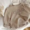 Estilo Coreano Primavera e Outono para Meninos 2026 Camiseta Básica de Tricô Waffle Camiseta de Manga Longa para Meninas Roupas Infantis Estilosas para Bebês