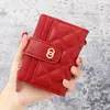 Celebridad de Internet Cartera Corta para Mujer Moda Europea y Americana Bordada Rombo Pequeña Cartera Hebilla de Cremallera Compartimento para Múltiples Tarjetas Billetera para Monedas Tendencia