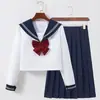 Roupa de marinheiro para comércio exterior transfronteiriço, autêntica roupa universitária original estilo japonês, gola azul-marinho, uniforme JK branco de duas peças, conjunto básico