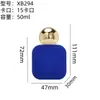 Venta al por mayor transfronteriza de botellas de perfume de vidrio de colores de 50 ml con tapa de presión, botellas de vidrio de perfume transparentes, botellas dispensadoras cosméticas, a la moda