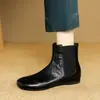 Botines Chelsea de Punta Redonda con Tacón Oculto - Completamente de Piel por Dentro y por Fuera - Nuevo Estilo 2026 - Tacón de Cuña Invisible de 3 cm - Botines Cortos para Mujer de Piel de Oveja Genuina