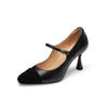 El tamaño size no se puede devolver con tacones altos de piel de vaca 2025 primavera tacón de aguja punta redonda hebilla de cuero zapatos Mary Jane