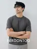 Camiseta de Manga Corta Gruesa de Lana y Seda Doble Cara para Hombre Capa Base Invierno Calentamiento Infrarrojo Lejano Top Térmico