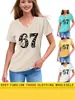 Camiseta de Manga Corta para Mujer Talla Extra Grande 100 kg Plus, Estilo Verano, Cuello en V de Alta Gama, Estampado de Moda, Corte Holgado, Top Adelgazante