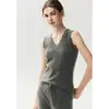 Camisola de punto de cachemir con cuello en V y encaje ondulado, versátil, elegante, corte ajustado, color liso, diseño simple, perfecta como capa interior