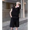 Conjunto de Chaleco y Shorts para Hombre, Moda de Verano Casual Estilo High Street Americano, Atuendo Fresco Deportivo de Top y Shorts