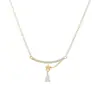Corrente de clavícula elegante com zircônia eletrobanhada em ouro verdadeiro, design de nicho feminino, colar com gota d'água e personalidade, colar combinando