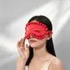 Antifaz de Encaje con Volantes de Seda Sintética para Viajes al Aire Libre, Siestas, Bloqueo de Luz para Dormir, Protección Ocular para Mujer, con Logo Impreso