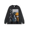 Camiseta de manga corta estampada de dibujos animados blockbuster antigua de 260 g para hombre y mujer, hip hop, marea nacional, callejera, de media manga