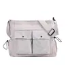 Bolsa de ombro com cordão de grande capacidade para mulheres, nova bolsa xadrez estilo japonês com múltiplos bolsos para o outono, bolsa transversal de nylon color block moderna para homens
