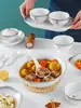 Nuevo Plato de Arroz de Cerámica Set de Vajilla Simple para el Hogar Creativo Bol de Arroz Bol para Fideos Plato Grande para Sopa Plato para Pescado Paquete Individual
