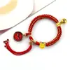 Pulsera Thangka Estilo Tíbet con Cinco Deidades de la Riqueza, Pulsera Tejida a Mano con Tara Verde y Cinco Santos, Pulsera Caja Gahu
