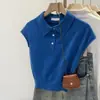 Top de Malha Feminino de Verão 2026 com Manga Curta e Gola Reta, Estilo Novo, Fresco e Super Estiloso, Cor Cinza