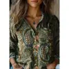 2026 Comercio Exterior Transfronterizo Europeo y Americano Ropa de Mujer Primavera y Verano Nueva Camisa Casual Estampada Retro de Manga Tres Cuartos Cárdigan Más Vendido para Mujer