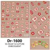 Redanco5D Em relevo Popular Desenho Animado Adesivo para Unhas Mahjong Vermelho Fortuna Estéreo Adesivo de Unha Dr1600