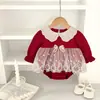Mameluco para Bebé Niña con Adorno de Encaje y Cuello Peter Pan 2026 Nuevo Estilo Body con Lazo Mono Dulce y Lindo para Bebé