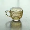 Taza de té resistente al calor directa de fábrica Vidrio europeo para restaurante Chapado iónico Patrón de bambú ámbar Taza de café