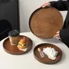 Bandeja de Chá Japonesa Bandeja de Frutas Bandeja Redonda de Madeira Doméstica Bandeja de Lanches Prato de Jantar Bandeja de Armazenamento para Copos Bandeja de Sobremesa Bolo