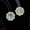 Nuevos Pendientes de Camelia con Corte Flor de Hielo de Circonita de Lujo Accesible Pendientes de Flor de Gama Alta Pendientes con Cierre de Plata S925 Venta al por Mayor