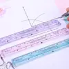 Regla Triangular Estéreo Transparente Colorida Rana Pequeña 15 cm Doble Escala Creativa Regla Mitsubishi Papelería de Aprendizaje para Estudiantes